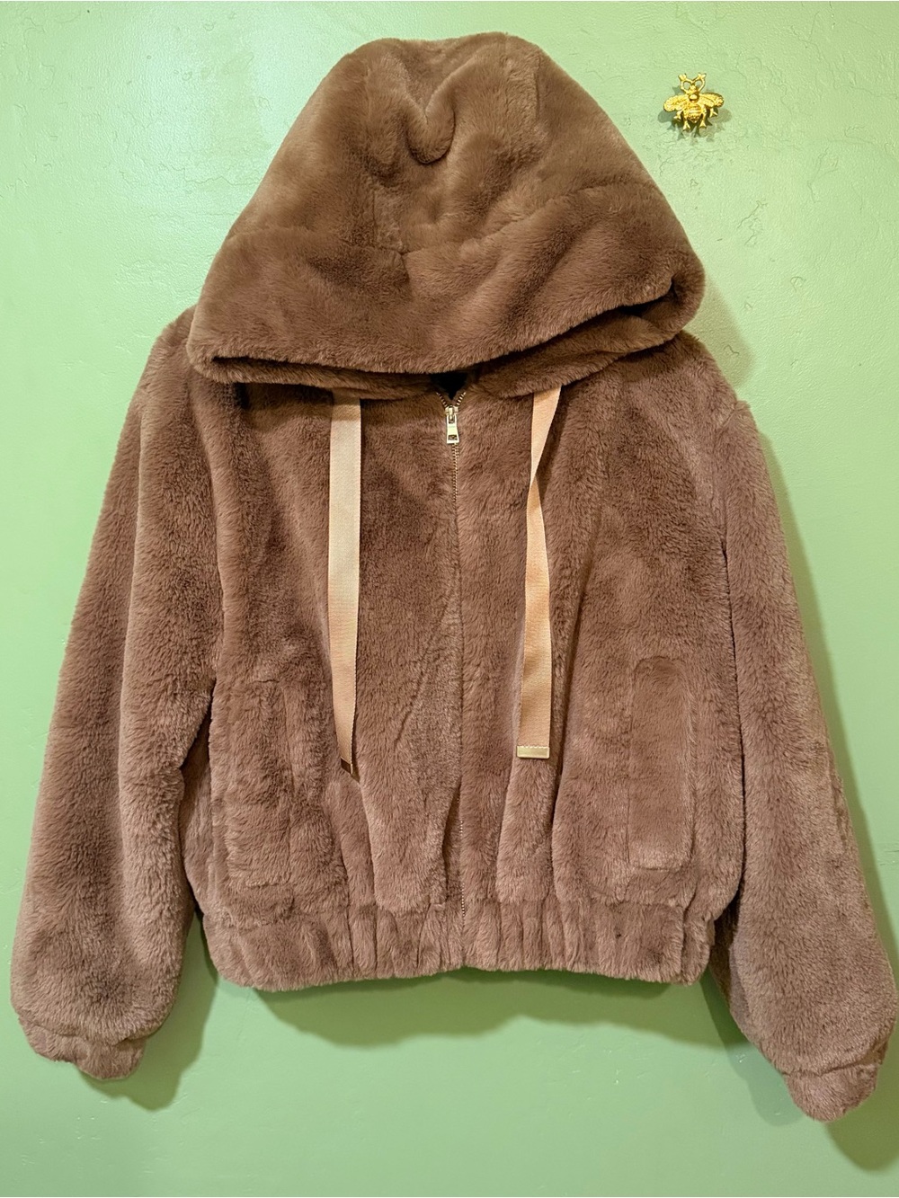 Cozy Plush Hooded Jacket - Brown